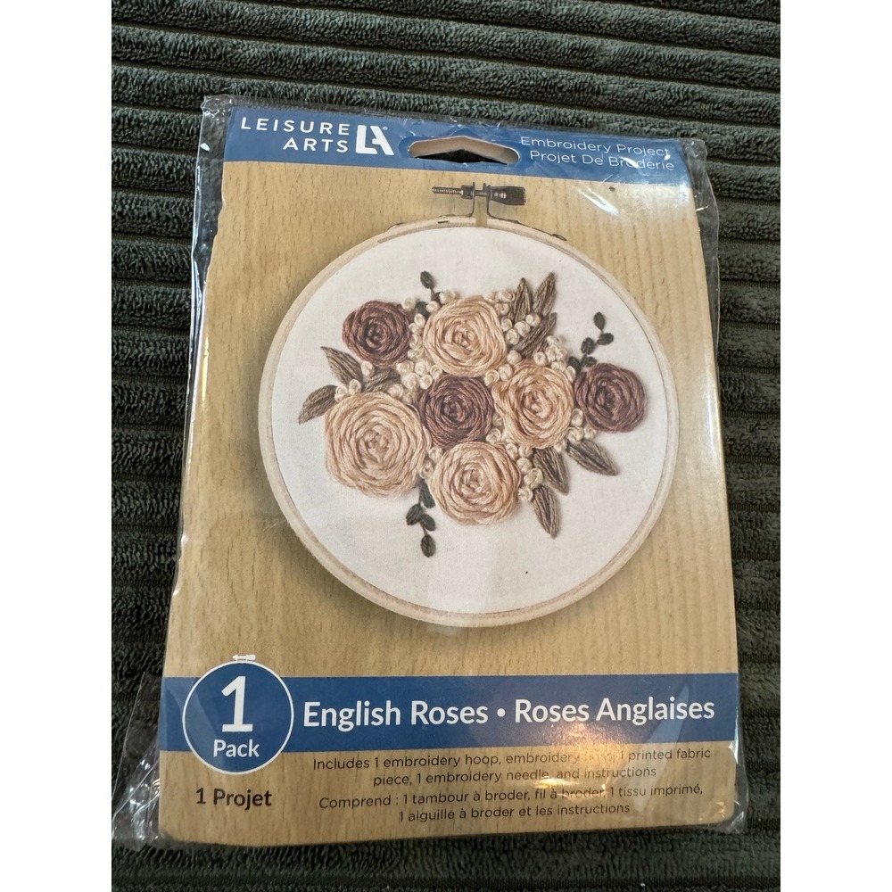 Leisure Arts English Roses Embroidery Kit Craft Project 1 Pack